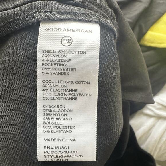 NWT Good American Black Woven High Rise Wide Leg Trouser Pants Size 14/32 - Picture 8 of 8